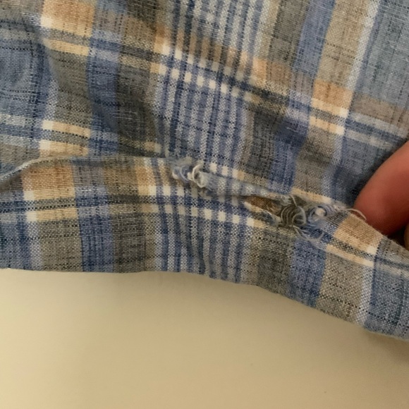 High-waisted blue plaid summer shorts - Picture 3 of 4